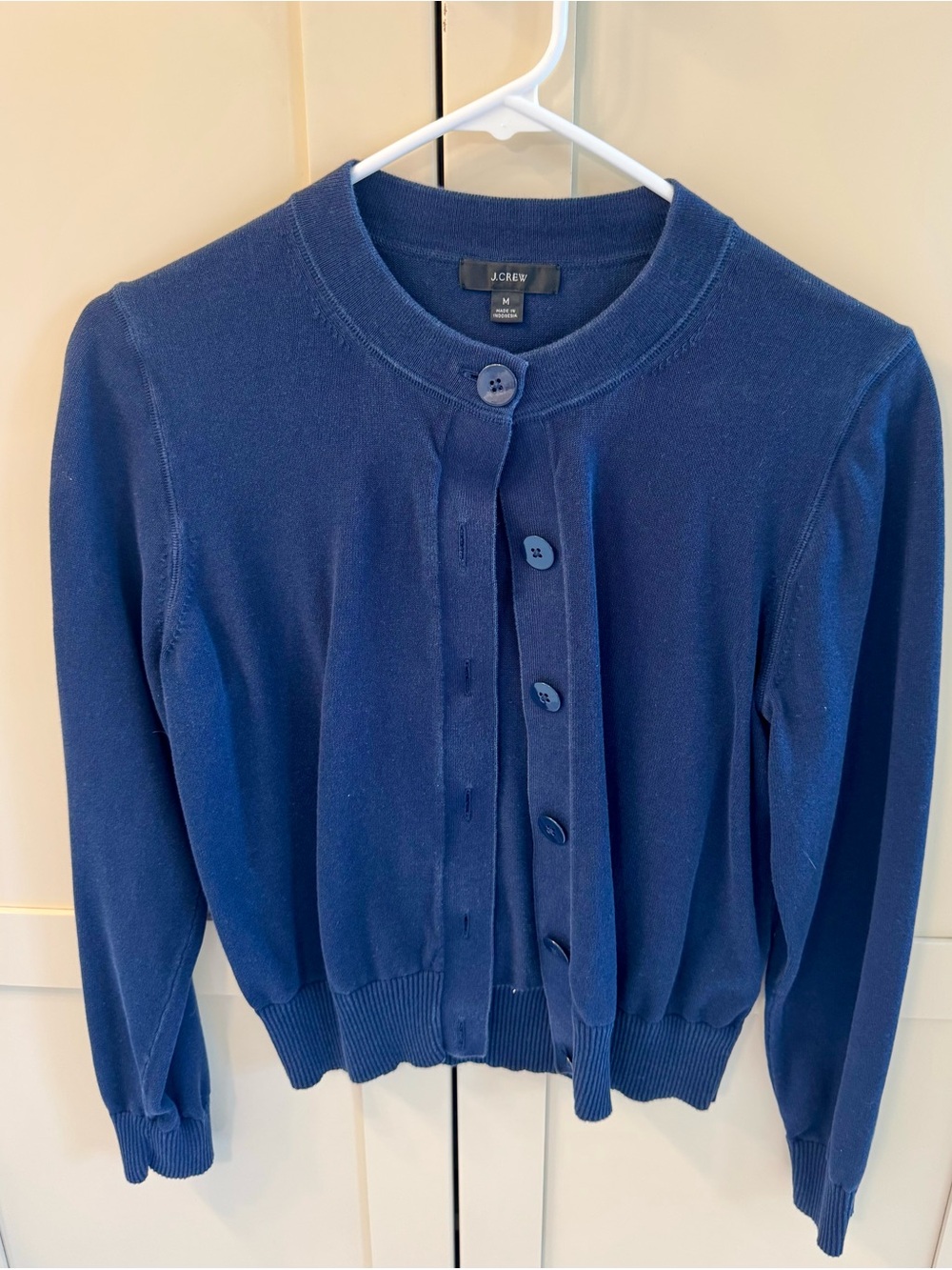 J. Crew Navy Button-Front Crew Cardigan